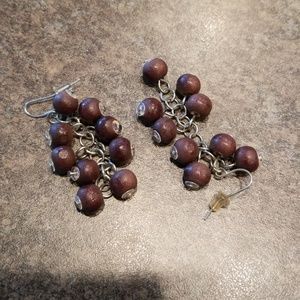 Brown and silver earrings